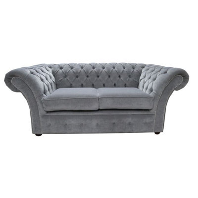Chesterfield 2 Seater Pimlico Grey Fabric Sofa Settee Bespoke In Balmoral Style from B&Q