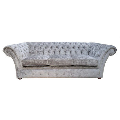 Chesterfield 3 Seater Nuovo Ash Grey Fabric Sofa Settee Bespoke In Balmoral Style from B&Q