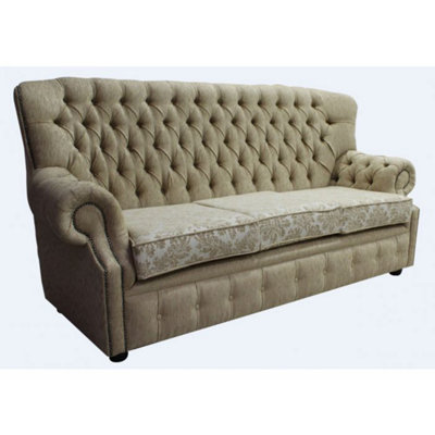 Chesterfield 3 Seater Cadiz Mink Fabric Sofa Bespoke In Monks Style from B&Q