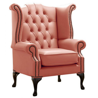 Chesterfield High Back Wing Chair Shelly Tuscany Leather Bespoke In Queen Anne Style from B&Q