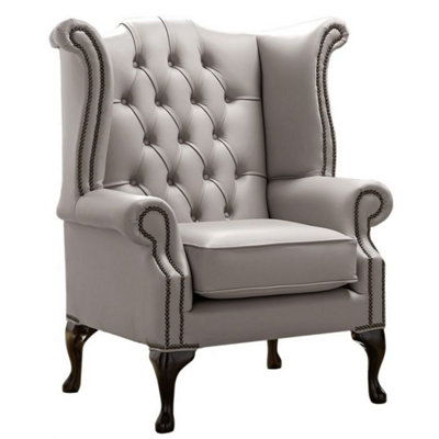 Chesterfield High Back Wing Chair Shelly Rocking Leather Bespoke In Queen Anne Style from B&Q