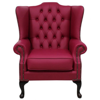 Chesterfield High Back Wing Chair Shelly Anemone Leather Bespoke In Mallory Style from B&Q