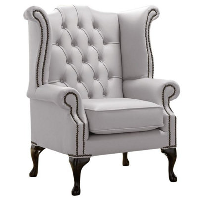 Chesterfield High Back Wing Chair Shelly Seely Leather Bespoke In Queen Anne Style from B&Q