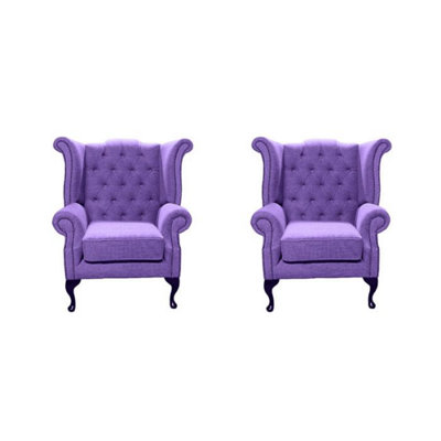 Chesterfield 2 X Chairs Verity Purple Fabric Chairs Offer In Queen Anne Style from B&Q