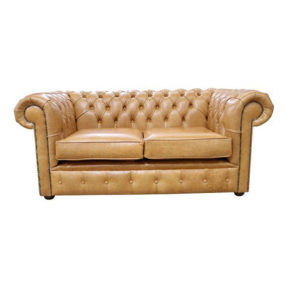Chesterfield 2 Seater Old English Buckskin Leather Sofa Settee Bespoke In Classic Style from B&Q