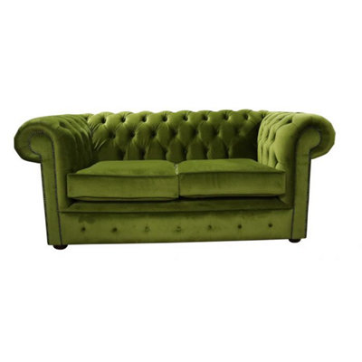 Chesterfield 2 Seater Malta Grass Green Velvet Sofa In Classic Style from B&Q
