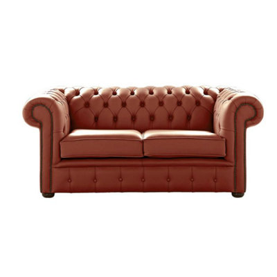 Chesterfield 2 Seater Shelly Spice Leather Sofa Settee Bespoke In Classic Style from B&Q