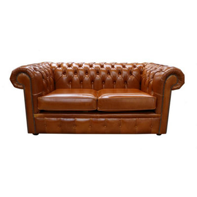 Chesterfield 2 Seater Newcastle Spice Tan Leather Sofa Bespoke In Classic Style from B&Q