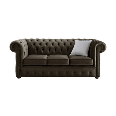 Chesterfield 3 Seater Malta Mushroom Brown Velvet Fabric Sofa In Classic Style from B&Q
