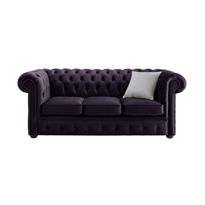 Chesterfield 3 Seater Malta Amethyst Purple Velvet Fabric Sofa In Classic Style from B&Q