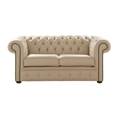 Chesterfield 2 Seater Shelly Stone Leather Sofa Settee Bespoke In Classic Style from B&Q