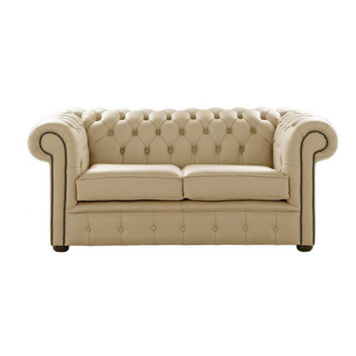 Chesterfield 2 Seater Shelly Somerset Stone Leather Sofa Settee Bespoke In Classic Style from B&Q
