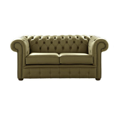 Chesterfield 2 Seater Shelly Sage Leather Sofa Settee Bespoke In Classic Style from B&Q