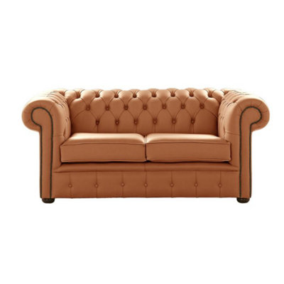 Chesterfield 2 Seater Shelly Saddle Leather Sofa Settee Bespoke In Classic Style from B&Q