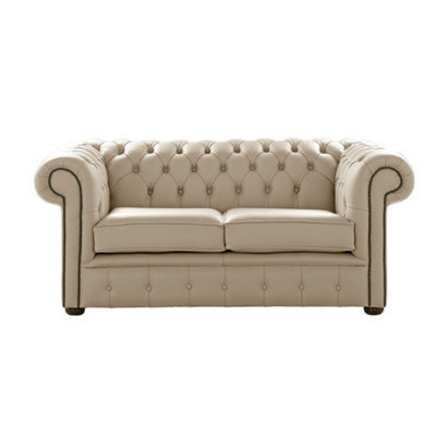 Chesterfield 2 Seater Shelly Pebble Leather Sofa Settee Bespoke In Classic Style from B&Q