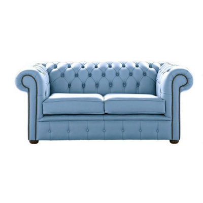 Chesterfield 2 Seater Shelly Haze Leather Sofa Settee Bespoke In Classic Style from B&Q