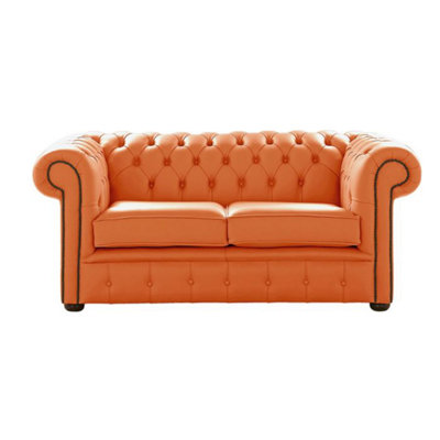 Chesterfield 2 Seater Shelly Firestone Leather Sofa Settee Bespoke In Classic Style from B&Q
