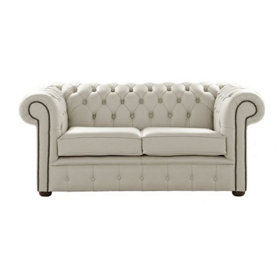 Chesterfield 2 Seater Shelly Cottonseed Leather Sofa Settee Bespoke In Classic Style from B&Q