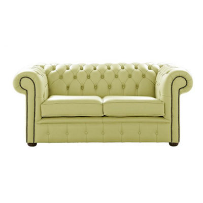 Chesterfield 2 Seater Shelly Chartreuse Leather Sofa Settee Bespoke In Classic Style from B&Q