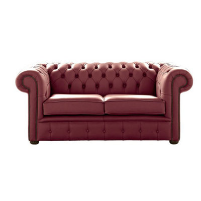 Chesterfield 2 Seater Shelly Burgandy Leather Sofa Settee Bespoke In Classic Style from B&Q
