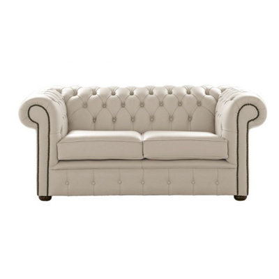 Chesterfield 2 Seater Shelly Beige Leather Sofa Settee Bespoke In Classic Style from B&Q