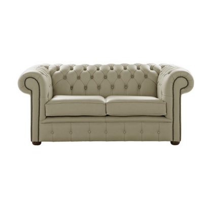 Chesterfield 2 Seater Shelly Ash Leather Sofa Settee Bespoke In Classic Style from B&Q