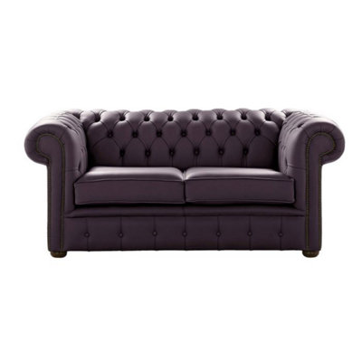 Chesterfield 2 Seater Shelly Amethyst Leather Sofa Settee Bespoke In Classic Style from B&Q