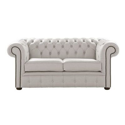 Chesterfield 2 Seater Shelly Almond Leather Sofa Settee Bespoke In Classic Style from B&Q