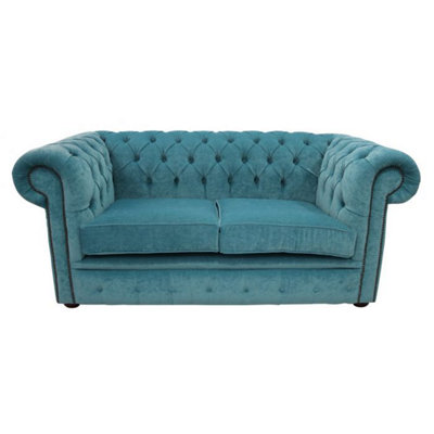 Chesterfield 2 Seater Pimlico Teal Fabric Sofa Settee Bespoke In Classic Style from B&Q