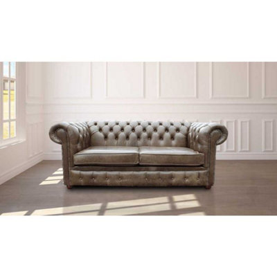 Chesterfield 2 Seater Old English Alga Leather Sofa Settee Bespoke In Classic Style from B&Q