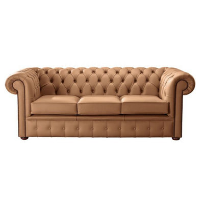 Chesterfield 3 Seater Shelly Saddle Real Leather Sofa Bespoke In Classic Style from B&Q