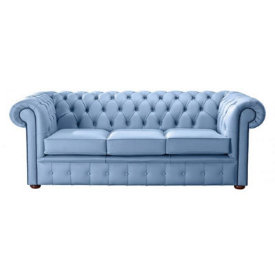 Chesterfield 3 Seater Shelly Haze Leather Sofa Bespoke In Classic Style from B&Q