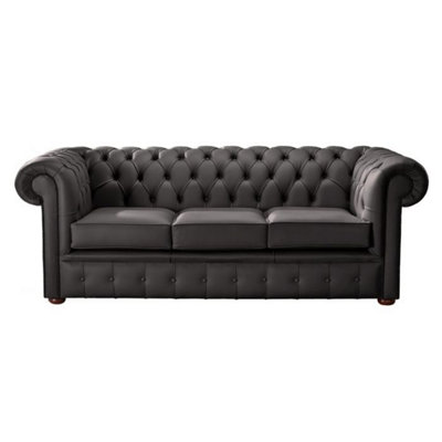 Chesterfield 3 Seater Shelly Havannah Leather Sofa Bespoke In Classic Style from B&Q