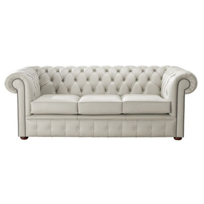 Chesterfield 3 Seater Shelly Cottonseed Leather Sofa Bespoke In Classic Style from B&Q