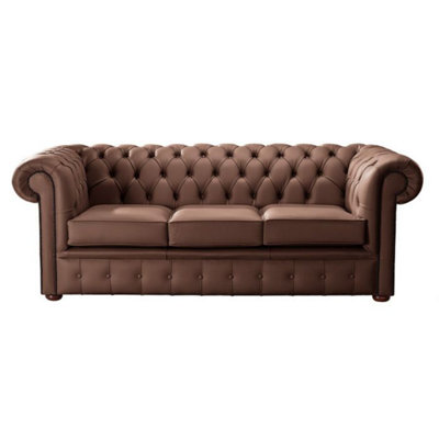 Chesterfield 3 Seater Shelly Castagna Leather Sofa Bespoke In Classic Style from B&Q