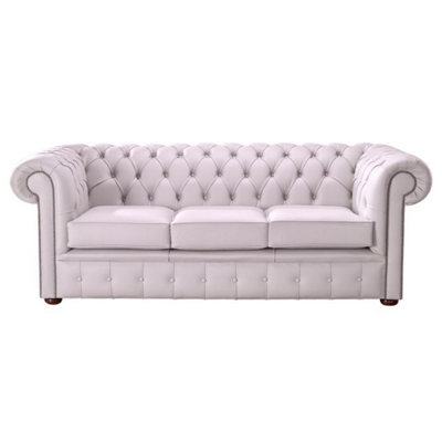 Chesterfield 3 Seater Shelly Blossom Leather Sofa Bespoke In Classic Style from B&Q