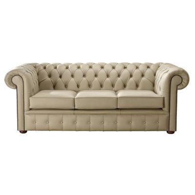 Chesterfield 3 Seater Shelly Basket Leather Sofa Bespoke In Classic Style from B&Q