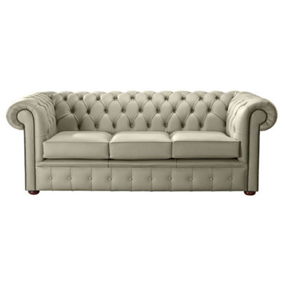 Chesterfield 3 Seater Shelly Ash Leather Sofa Bespoke In Classic Style from B&Q
