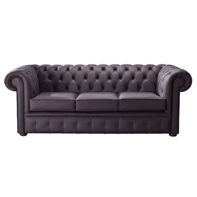 Chesterfield 3 Seater Shelly Amethyst Leather Sofa Bespoke In Classic Style from B&Q