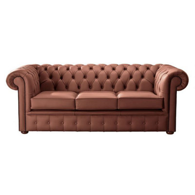 Chesterfield 3 Seater Shelly Spice Leather Sofa Bespoke In Classic Style from B&Q