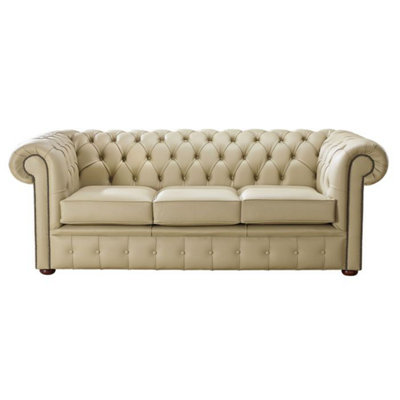 Chesterfield 3 Seater Shelly Somerset Stone Leather Sofa Bespoke In Classic Style from B&Q