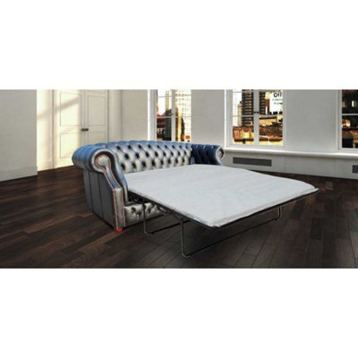 Chesterfield 3 Seater Shelly Black Leather Sofabed Bespoke In Buckingham Style from B&Q