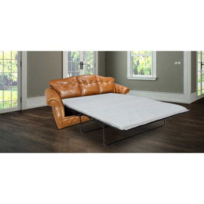 Chesterfield 3 Seater Sofabed Old English Tan Leather Bespoke In Era Style from B&Q