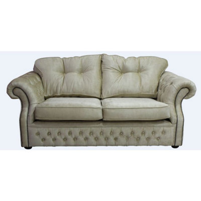 Chesterfield 2 Seater Orchidea Wheat Fabric Sofa Settee In Era Style from B&Q