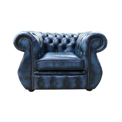 Chesterfield Helena Armchair Antique Blue Leather from B&Q