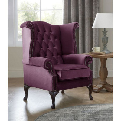Chesterfield Queen Anne Beatrice Armchairs Malta Purple 01 from B&Q