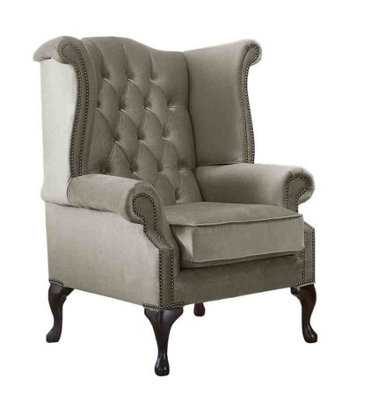 Chesterfield Queen Anne Beatrice Armchairs Malta Putty 09 from B&Q