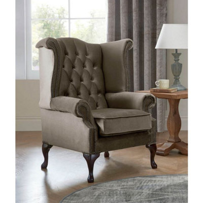 Chesterfield Queen Anne Beatrice Armchairs Malta Taupe 08 from B&Q