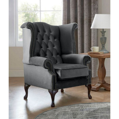 Chesterfield Queen Anne Beatrice Armchairs Malta Slate 05 from B&Q