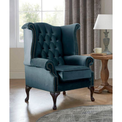 Chesterfield Queen Anne Beatrice Armchairs Malta Peacock 04 from B&Q